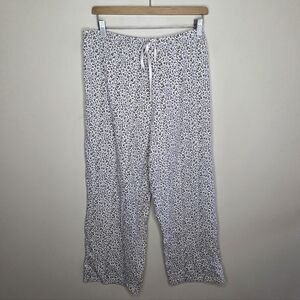 Y2K Anne Lewin | White Tan Leopard Animal Print Pajama Pants Size Large